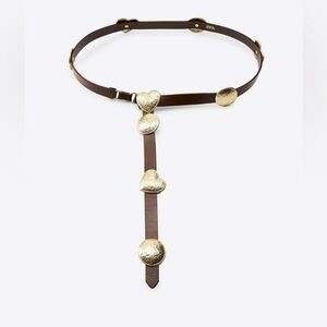 Zara Brown Belt with Gold Heart Accents